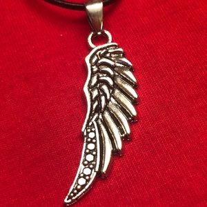 *6 for $10!* Wing / Feather Antiqued Silver Necklace Angel Bird
